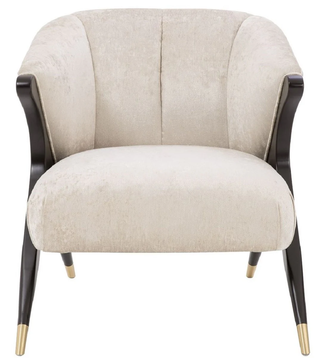 Casa Padrino sill¨®n de dise?o crema / negro / lat¨®n 71,5 x 79,5 x H. 77 cm - Muebles de Lujo