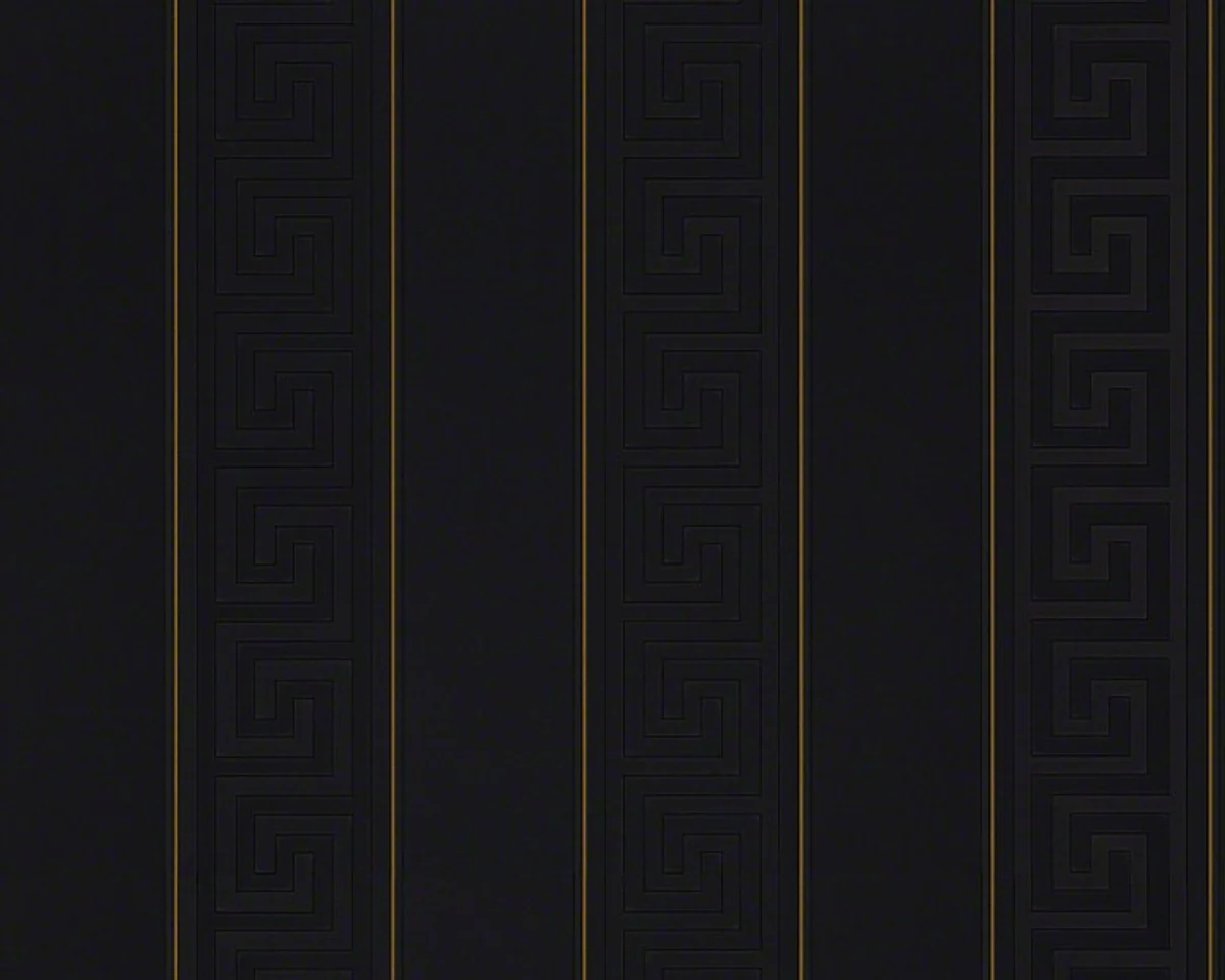 Versace Home Collection Baroque Wallpaper 935244 Art Nouveau woven wallpaper non-woven wallpaper pinstripe Black