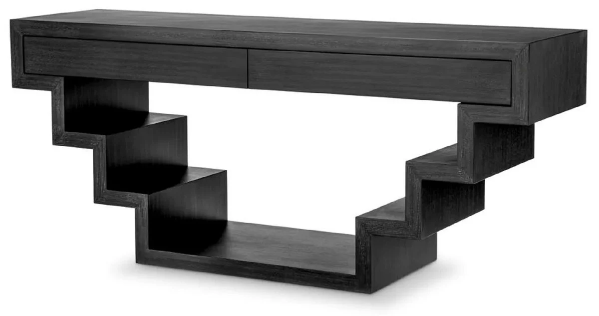 Casa Padrino consola de lujo negro gris 180 x 50 x A. 77 cm - Mesa consola rectangular con 2 cajones - Muebles de sal¨®n - Muebles de lujo - Interiores de lujo