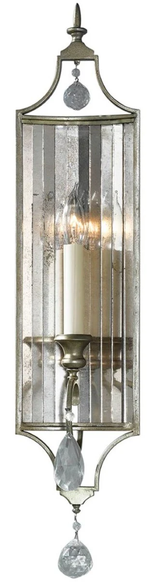 Casa Padrino lámpara de pared de cristal barroco plata / oro 14 x 11,4 x A. 66 cm - Elegante lámpara de pared en estilo barroco - Muebles Barrocos