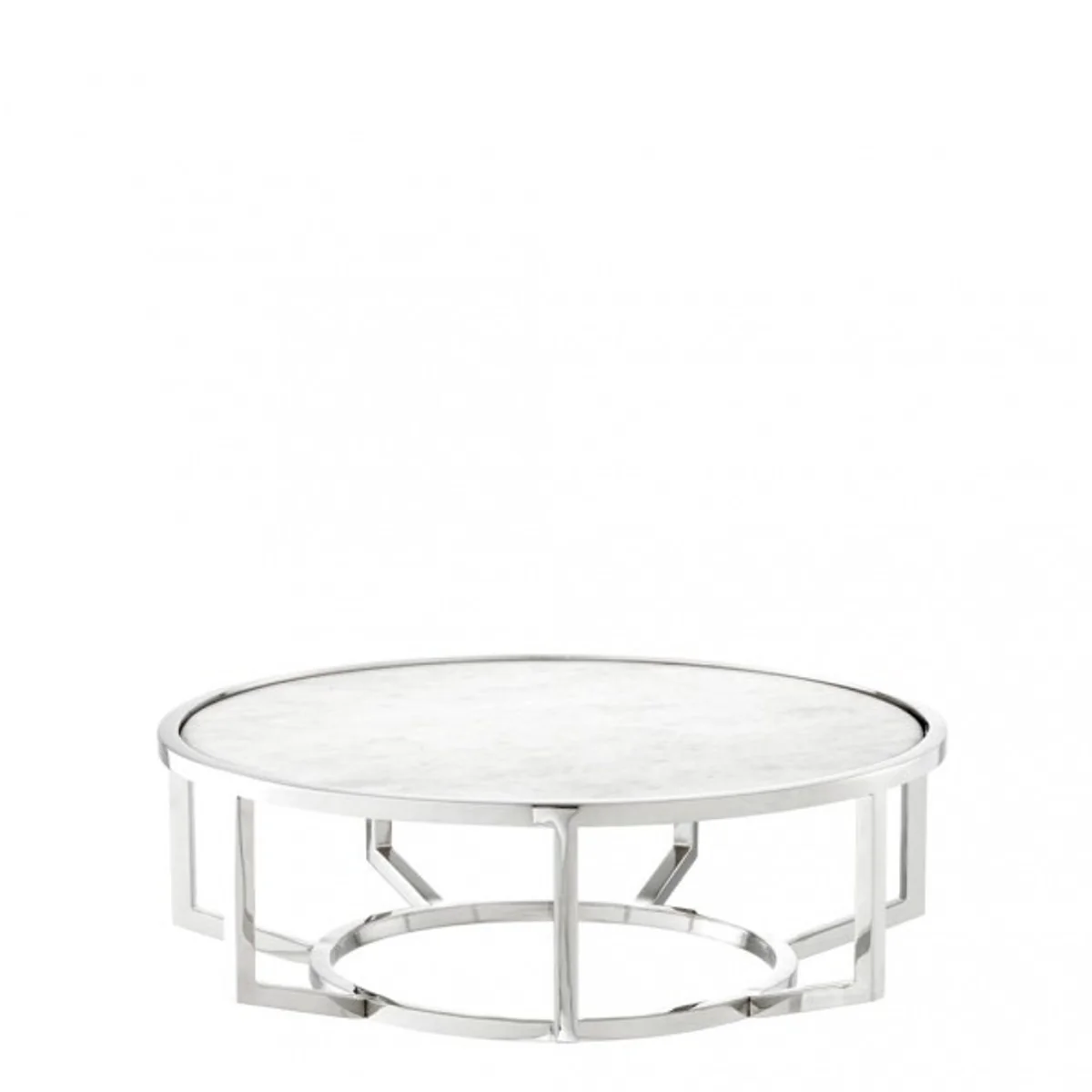 Casa Padrino Luxury Art Deco cake bell Stainless steel nickel plated with white marble and glass lid - cake stand