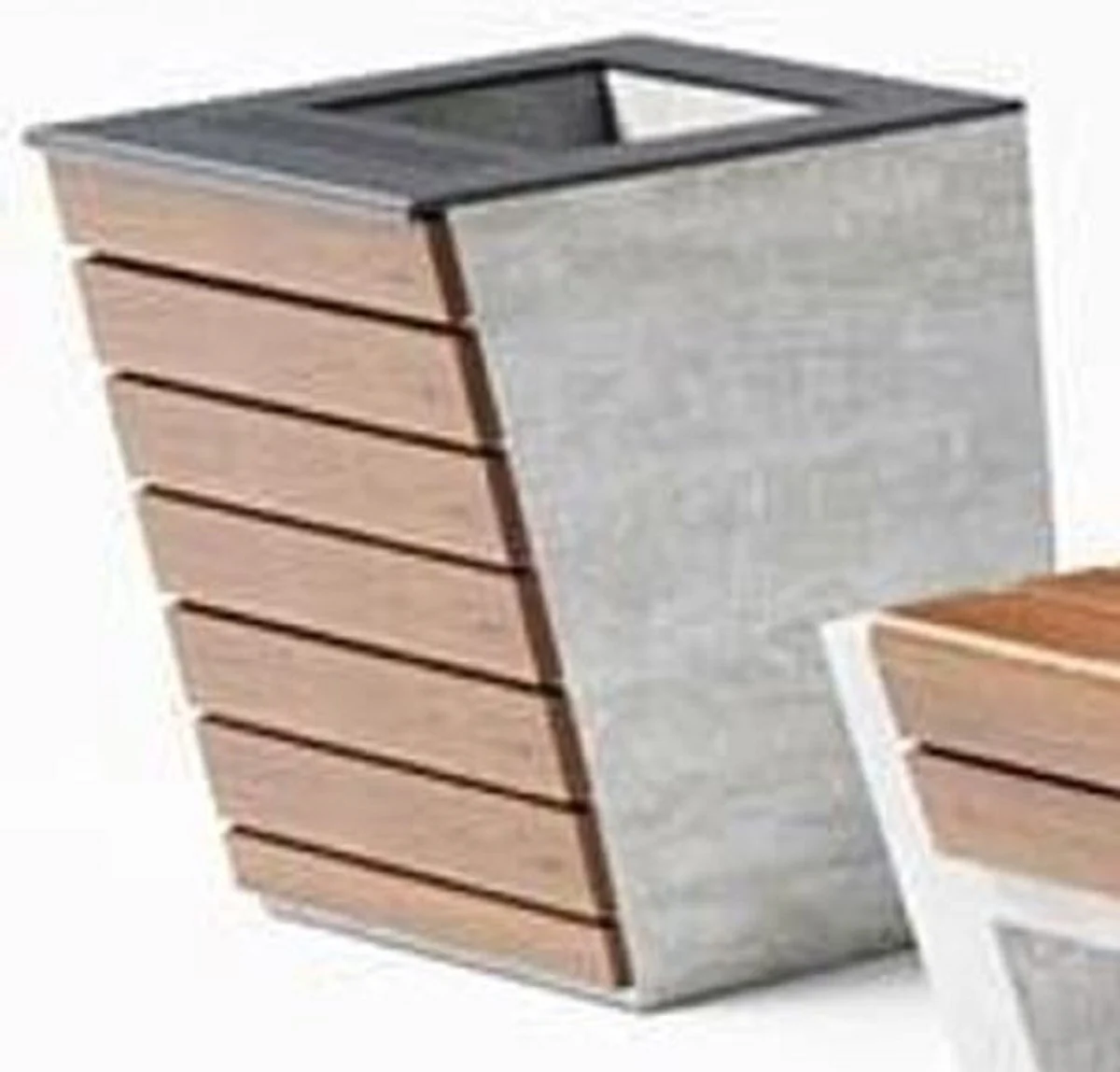 Casa Padrino papelera de parque marr¨®n / gris / plata A. 60 cm - Papelera urbana - Papelera de hormig¨®n