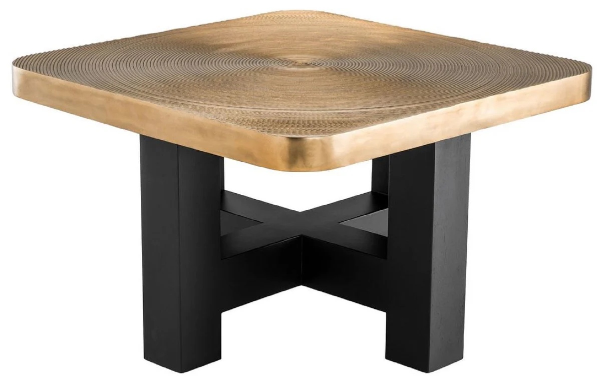 Casa Padrino mesa de centro de lujo lat¨®n / negro 64 x 64 x H. 40 cm - Mesa de centro de lujo con plato de mesa en dise?o de disco de ¨¢rbol - Muebles de sal¨®n de lujo