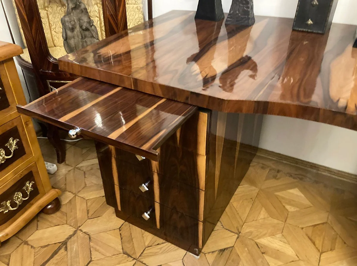 Casa Padrino escritorio Art Deco marr¨®n 180 x 90 x A. 81 cm - Mesa de oficina de madera maciza - Escritorio de computadora - Muebles de oficina - Muebles de lujo - Calidad de lujo