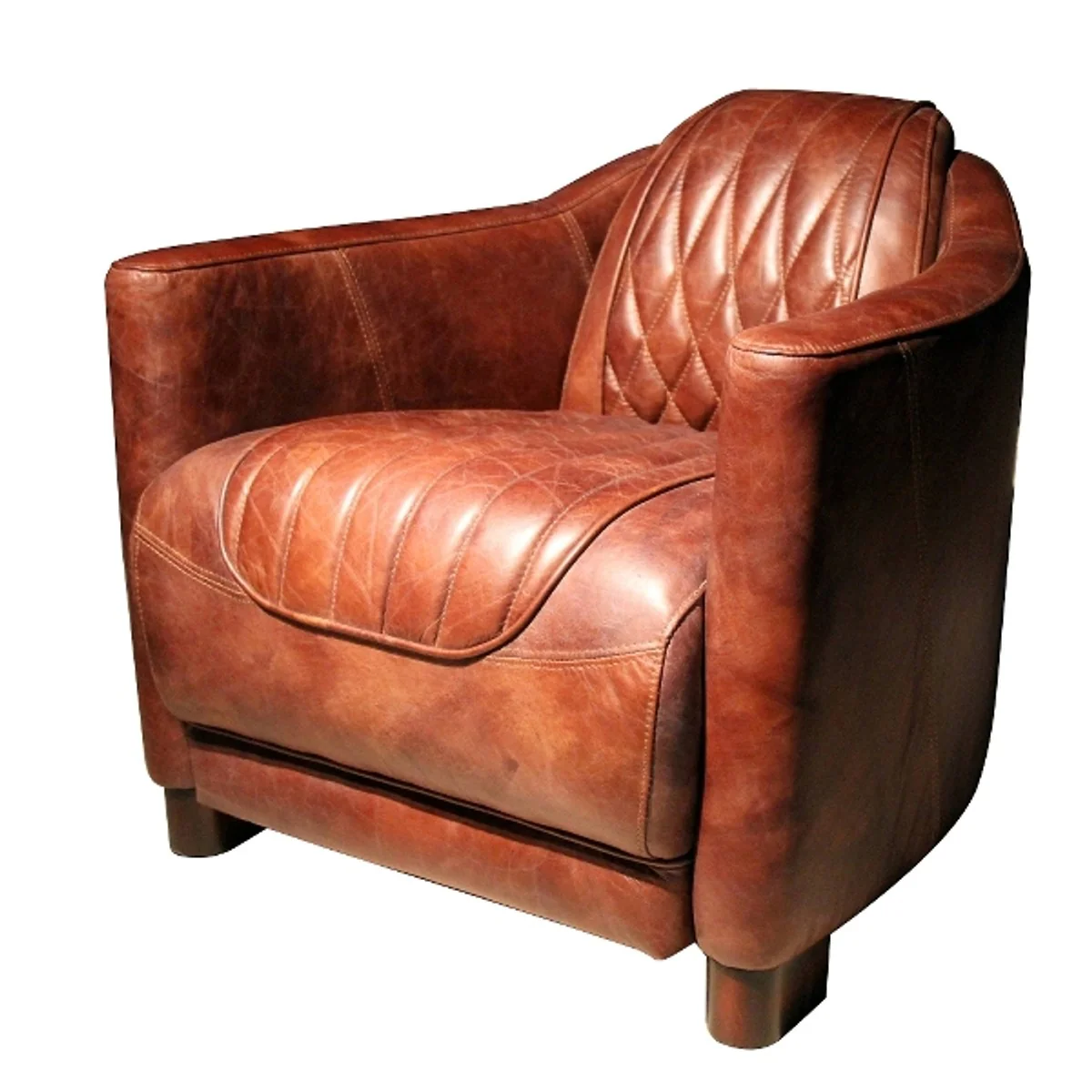 Casa Padrino genuine leather living room armchair vintage brown 73 x 85 x H. 72 cm - Luxury Collection
