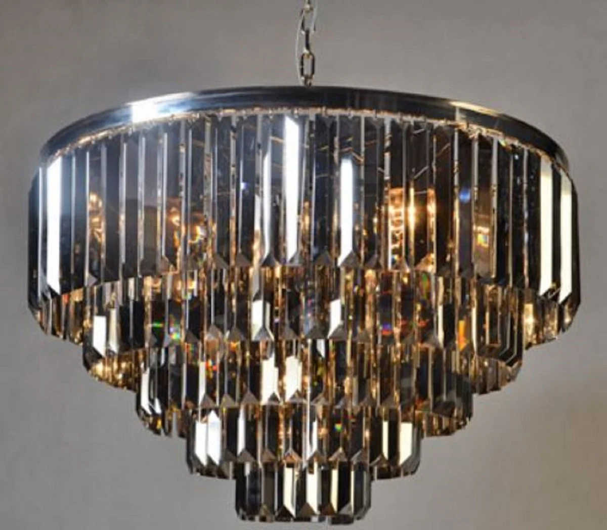 Casa Padrino araña de lujo plata / negro Ø 80 x H. 51 cm - Colección de Lujo