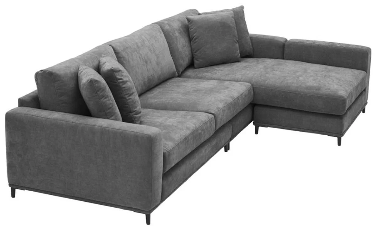 Casa Padrino sof¨¢ cama gris / negro 284 x 172 x H. 76 cm - Sof¨¢ Esquinero de Lujo