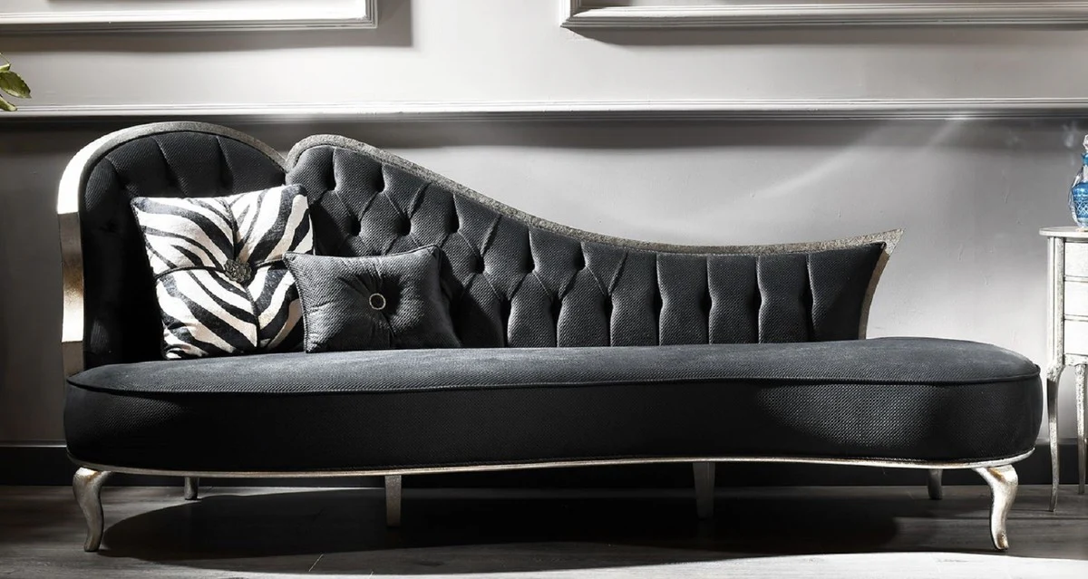 Casa Padrino sof¨¢ barroco de lujo gris / plata antigua - Sof¨¢ de sal¨®n hecho a mano en estilo barroco - Muebles de sal¨®n barroco noble