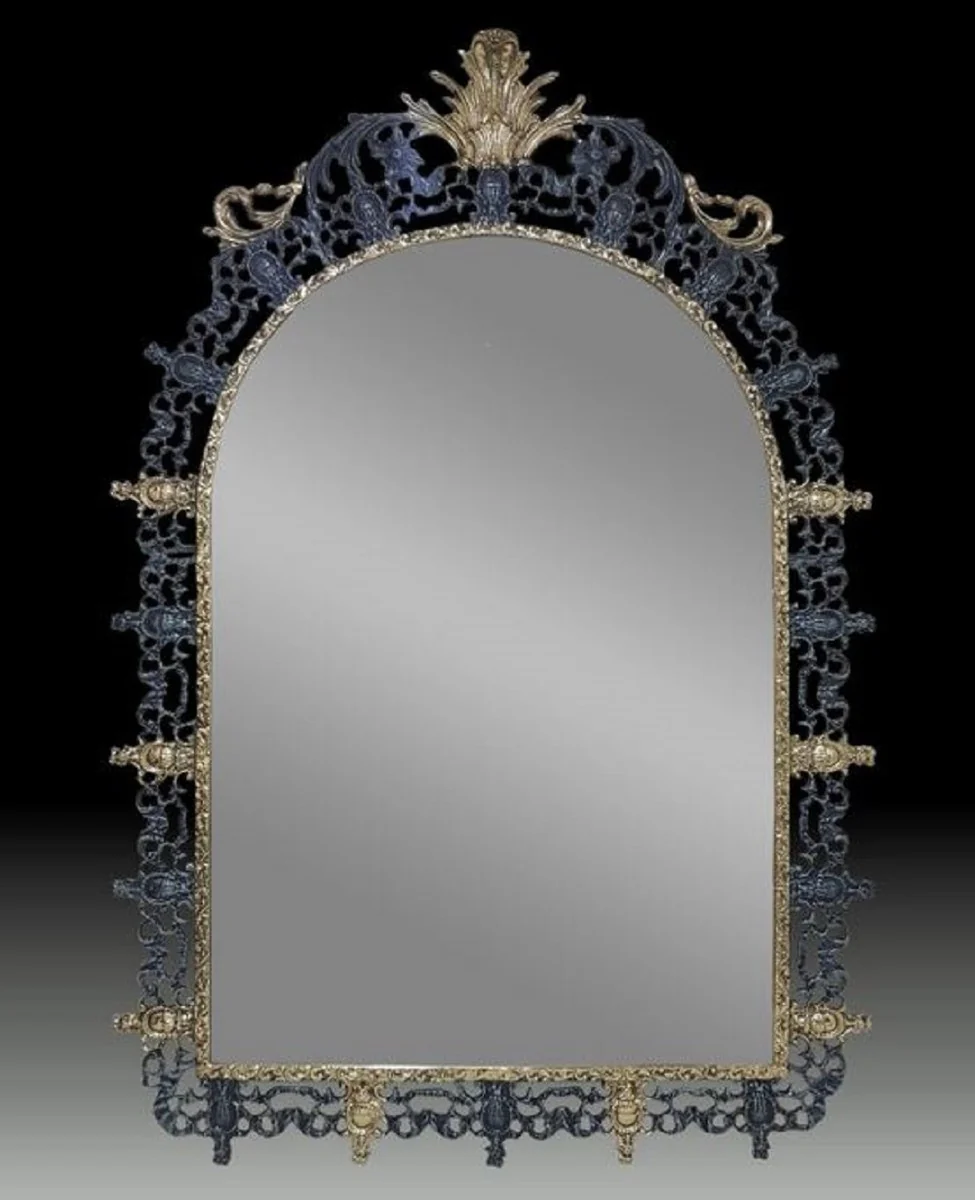 Casa Padrino espejo barroco de lujo de bronce azul / oro A. 123 cm - Muebles barrocos