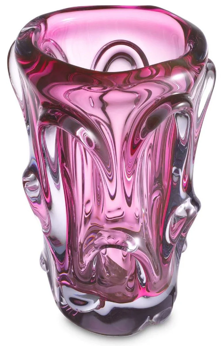 Casa Padrino florero de cristal de lujo rosa Ø 20 x A. 31 cm - Florero decorativo moderno - Accesorios Decorativos - Colección de Lujo