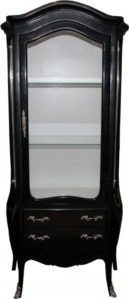Casa Padrino Baroque cabinet in black / white with silver handles - Display case - cupboard