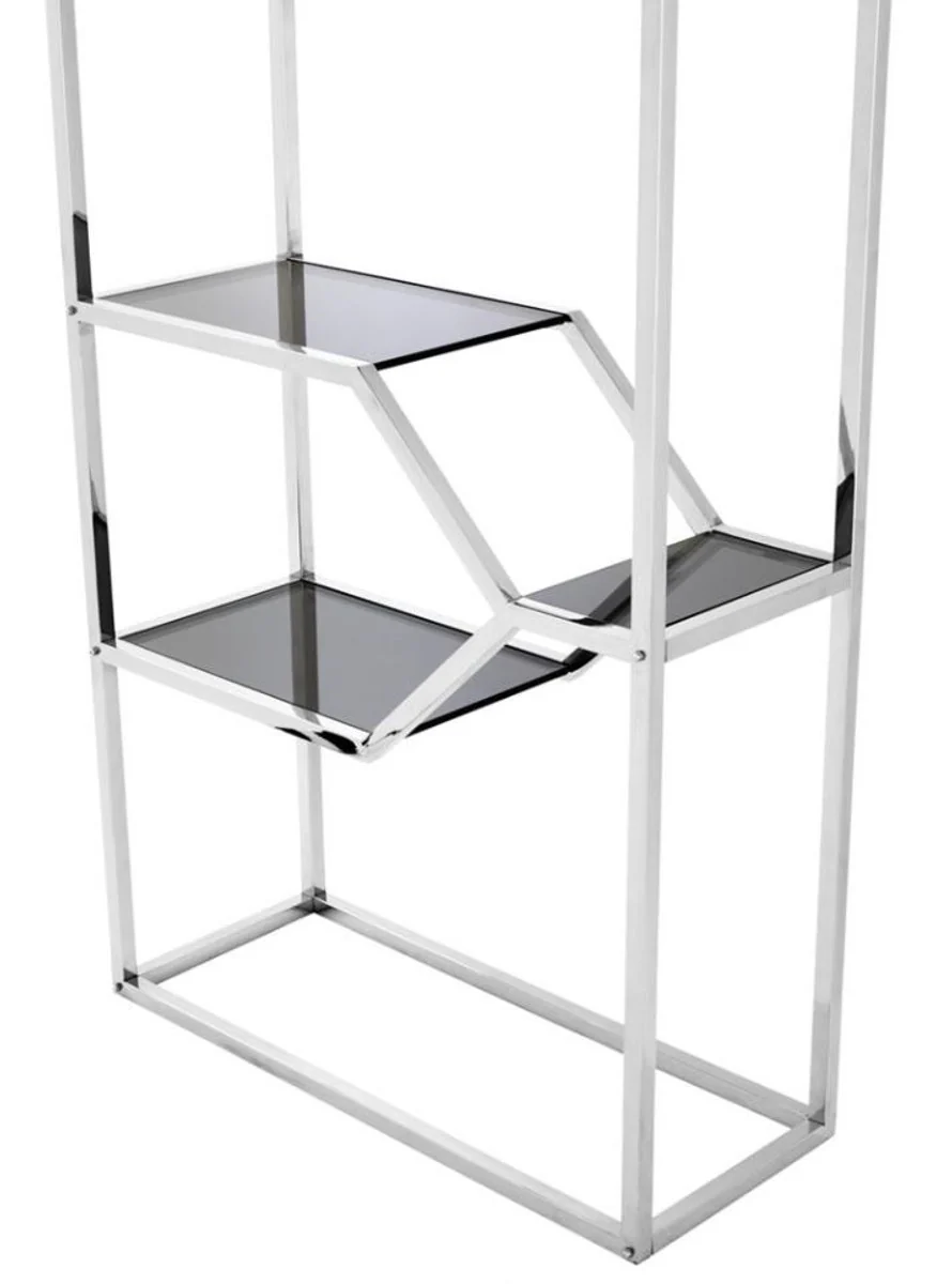 Mueble estanter¨ªa de acero inoxidable dise?ador Casa Padrino con cristal ahumado de 90 x 38 x H. 230 cm - muebles de lujo