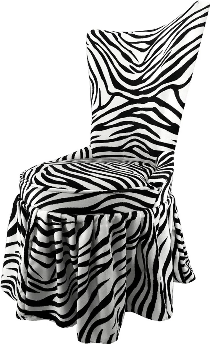 Pomp??s by Casa Padrino Sillas de Comedor de Castillo Barroco de Lujo Cebra Negro / Blanco - Sillas Barroco de Pomp??s Dise?adas por Harald Gl??ckler - 6 Sillas de Comedor