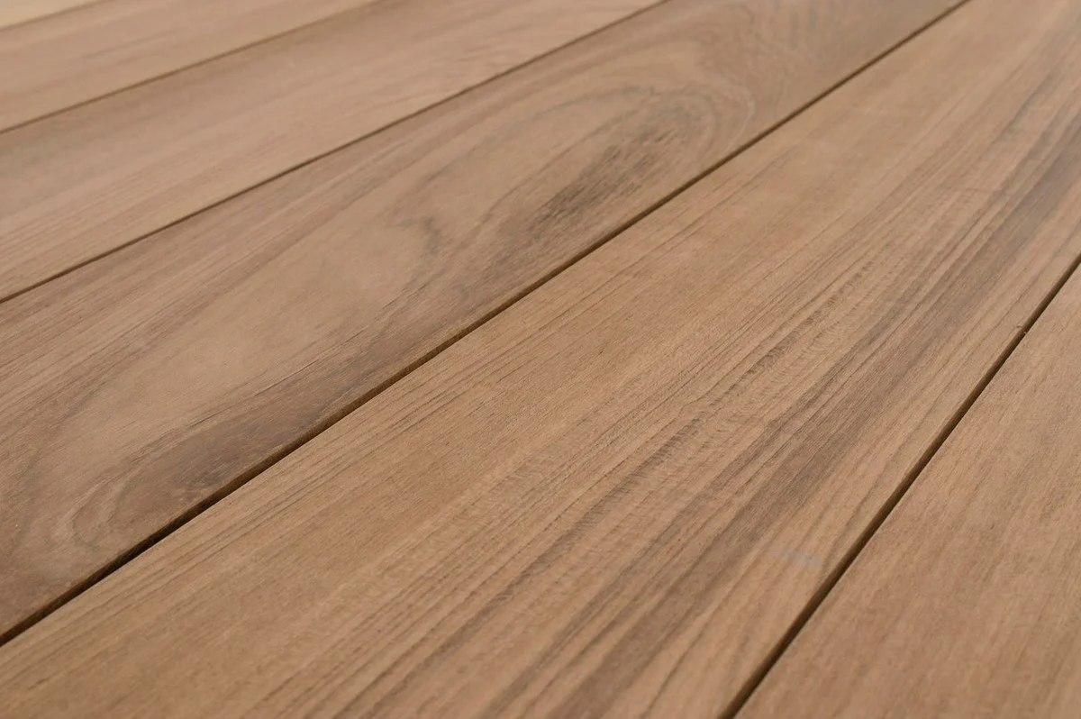 Casa Padrino mesa de jard¨ªn de lujo natural / blanco 228-294 x 100 x A. 75 cm - Mesa de comedor de jard¨ªn extensible con tablero de teca y patas de aluminio - Muebles de jard¨ªn y terraza de lujo