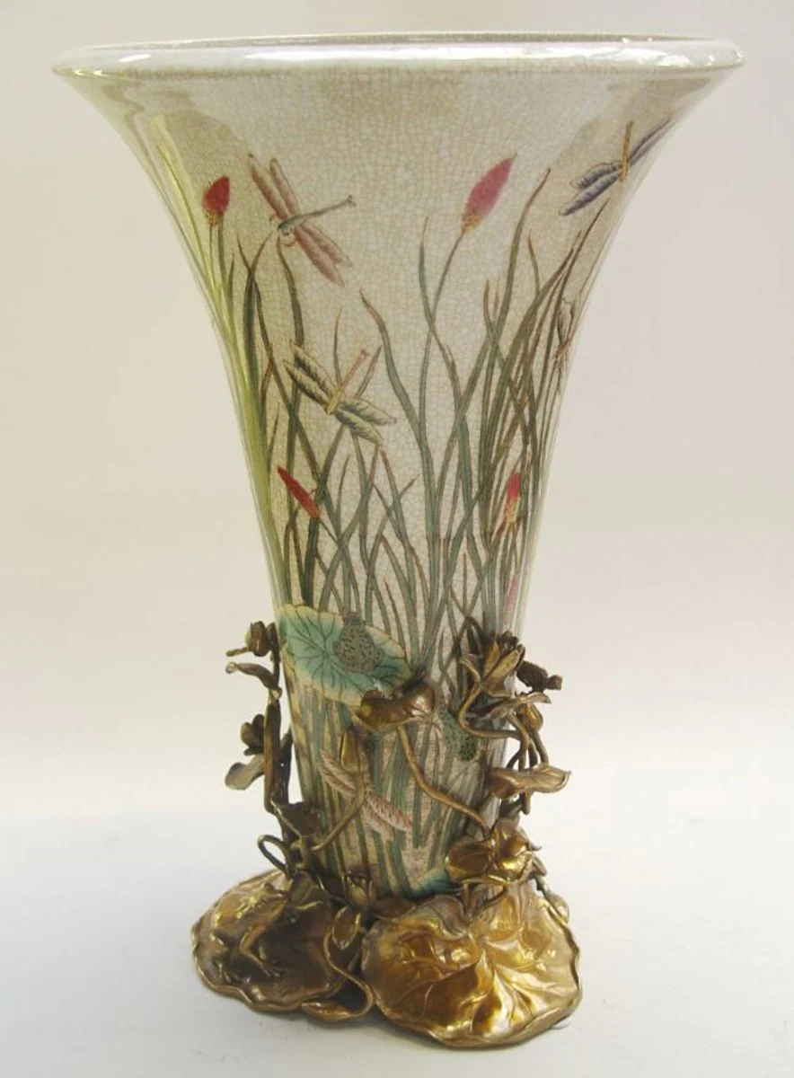 Casa Padrino porcelain brass vase H. 46 cm - Limited Edition