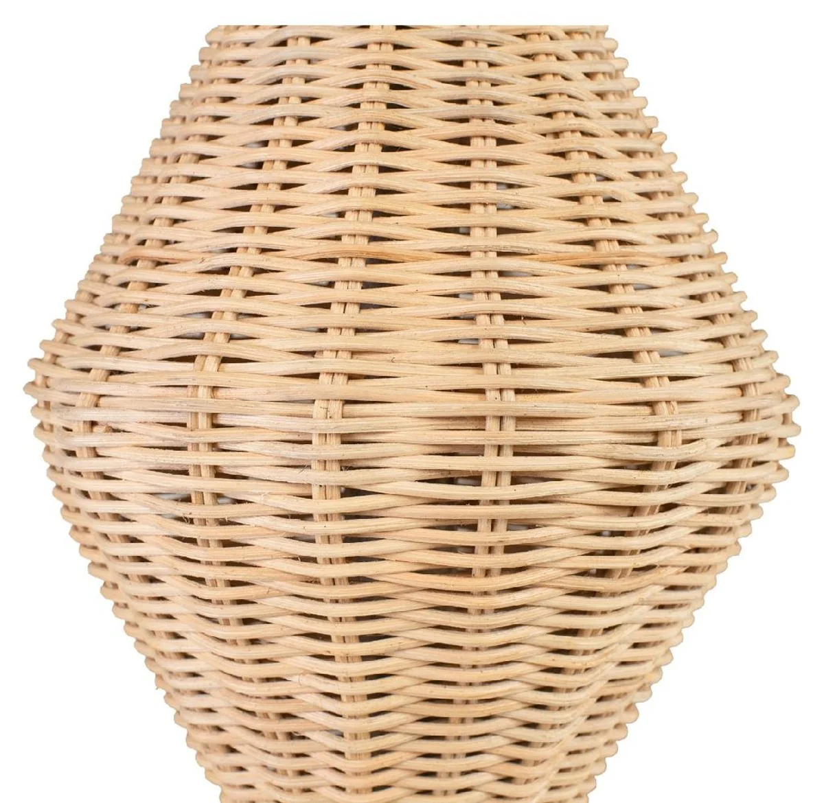 Casa Padrino lámpara de pie de diseño de lujo natural Ø 60 x A. 225 cm - Lámpara de pie redonda de ratán - Lámpara de pie de salón - Luces de lujo - Lámparas de pie de lujo