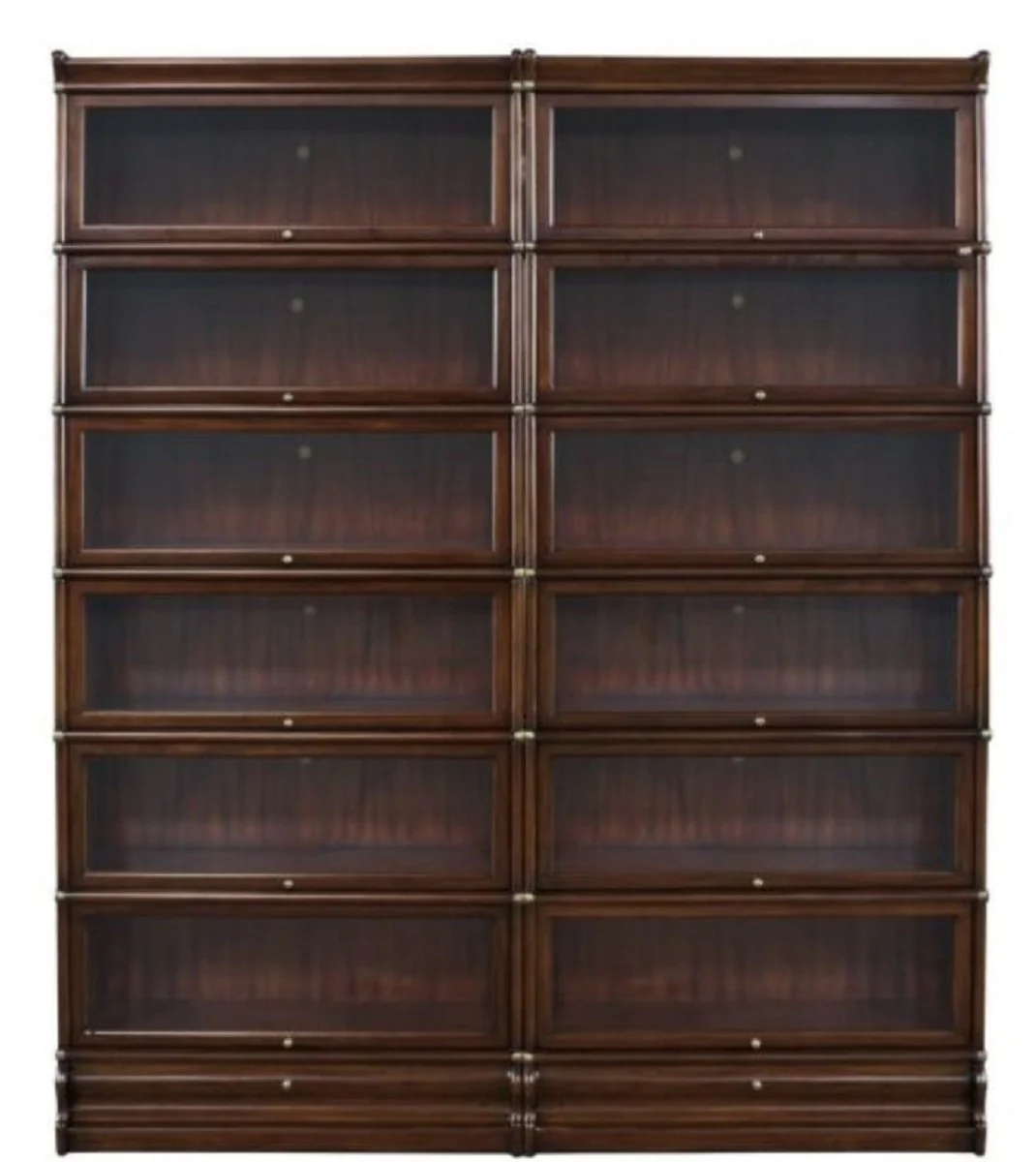 Casa Padrino armario de libros de lujo de caoba con 12 puertas de vidrio y 2 cajones marrón oscuro 172 x 31 x H. 211 cm - Muebles de Oficina de Lujo