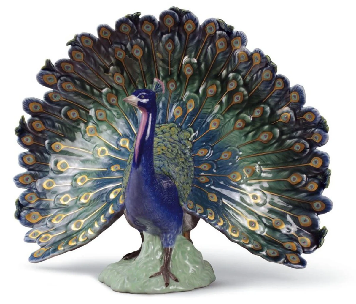 Casa Padrino Luxury Porcelain Peacock Sculpture Multicolor 36 x H. 29 cm - Handmade Luxury Decoration