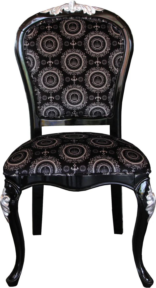 Pomp??s by Casa Padrino Luxury Dining Barroque Chair Black / Gold with Crown - Pomp??ser Baroque Chair dise?ada por Harald Gl??ckler
