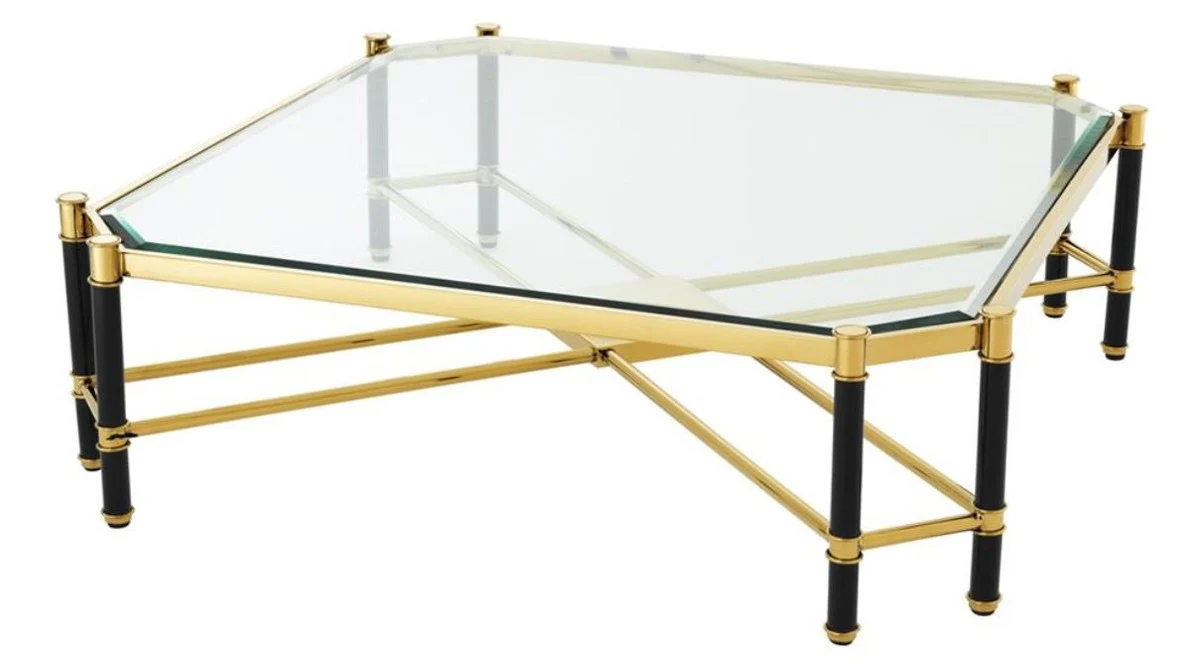 Casa Padrino mesa de centro de lujo oro / negro 115 x 115 x H. 35,5 cm - Edición Limitada