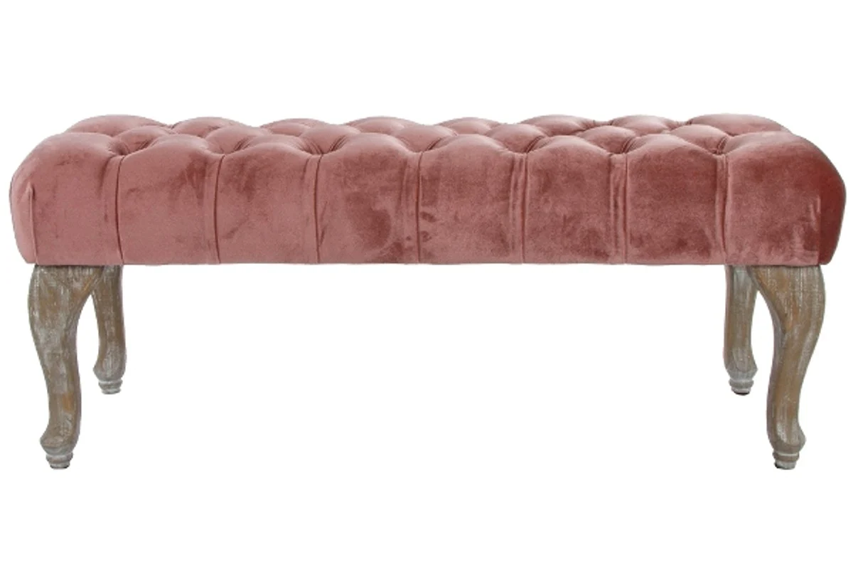 Casa Padrino banco de estilo barroco rosa / marrón antiguo 100 x 40 x H. 42 cm - Mueble Barroco