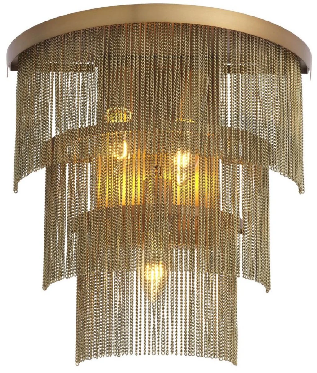 Casa Padrino lámpara de pared de lujo latón antiguo 33 x 16 x A. 32,5 cm - Aplique semicircular de acero inoxidable - Apliques de salón de lujo - Calidad de Lujo