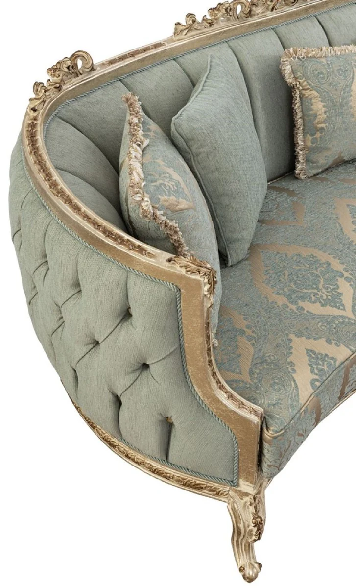 Casa Padrino sof¨¢ barroco de lujo verde / oro antiguo - Magn¨ªfico sof¨¢ de sal¨®n con patr¨®n elegante - Muebles de sal¨®n barrocos