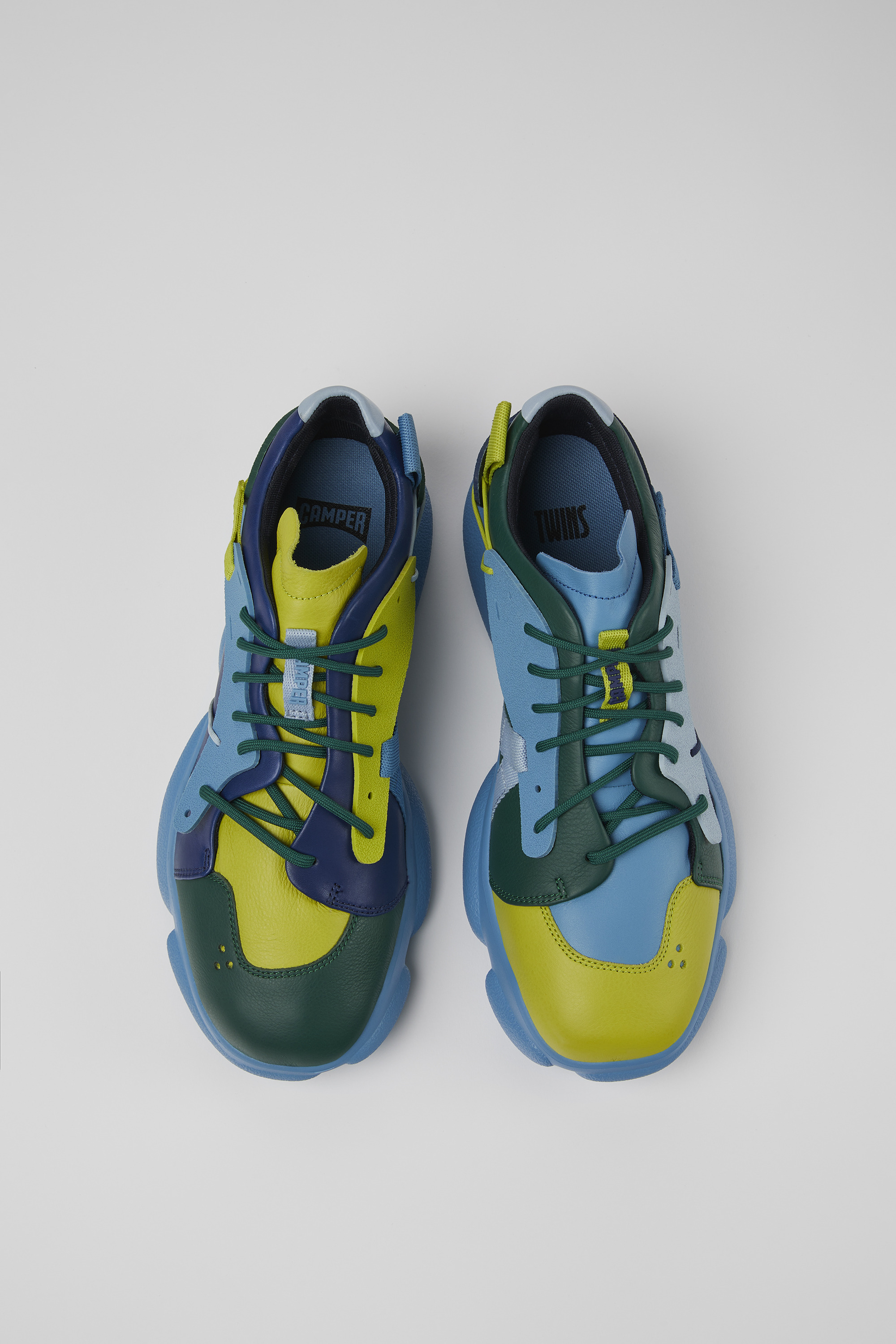 Twins - Multicolored leather and textile sneakers for men