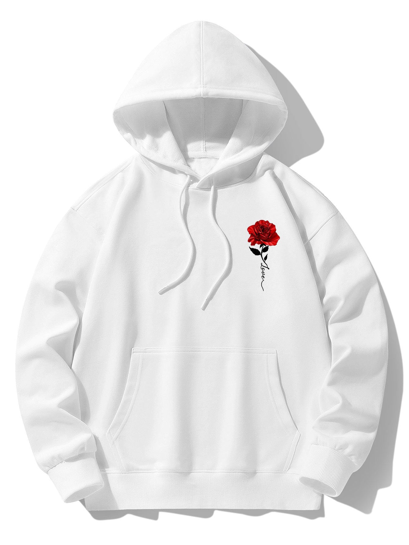 Rose Print Cotton Blend Hoodie & Jogger Pants