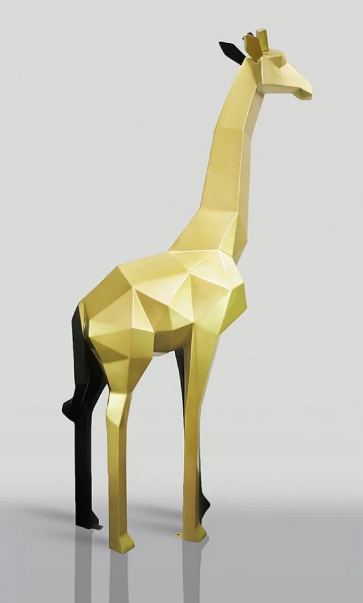 Casa Padrino escultura decorativa XXL jirafa negro / oro A. 200 cm - Figura abstracta de decoraci¨®n de jard¨ªn