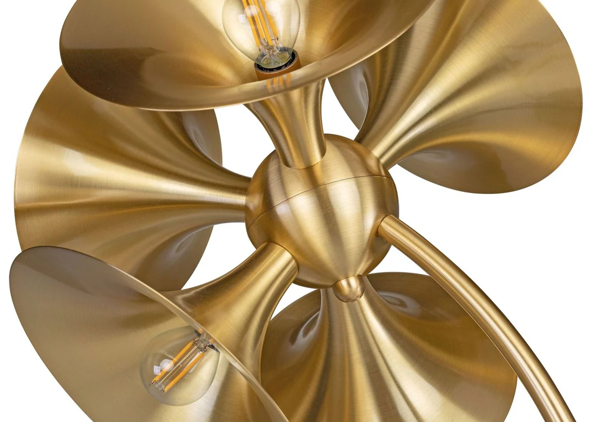 Casa Padrino lámpara de mesa de lujo latón / negro 41 x 41 x H. 77 cm - Lámpara de Escritorio - Lámpara de Latón con Base de Mármol - Lámpara de Salón - Lámpara de Oficina