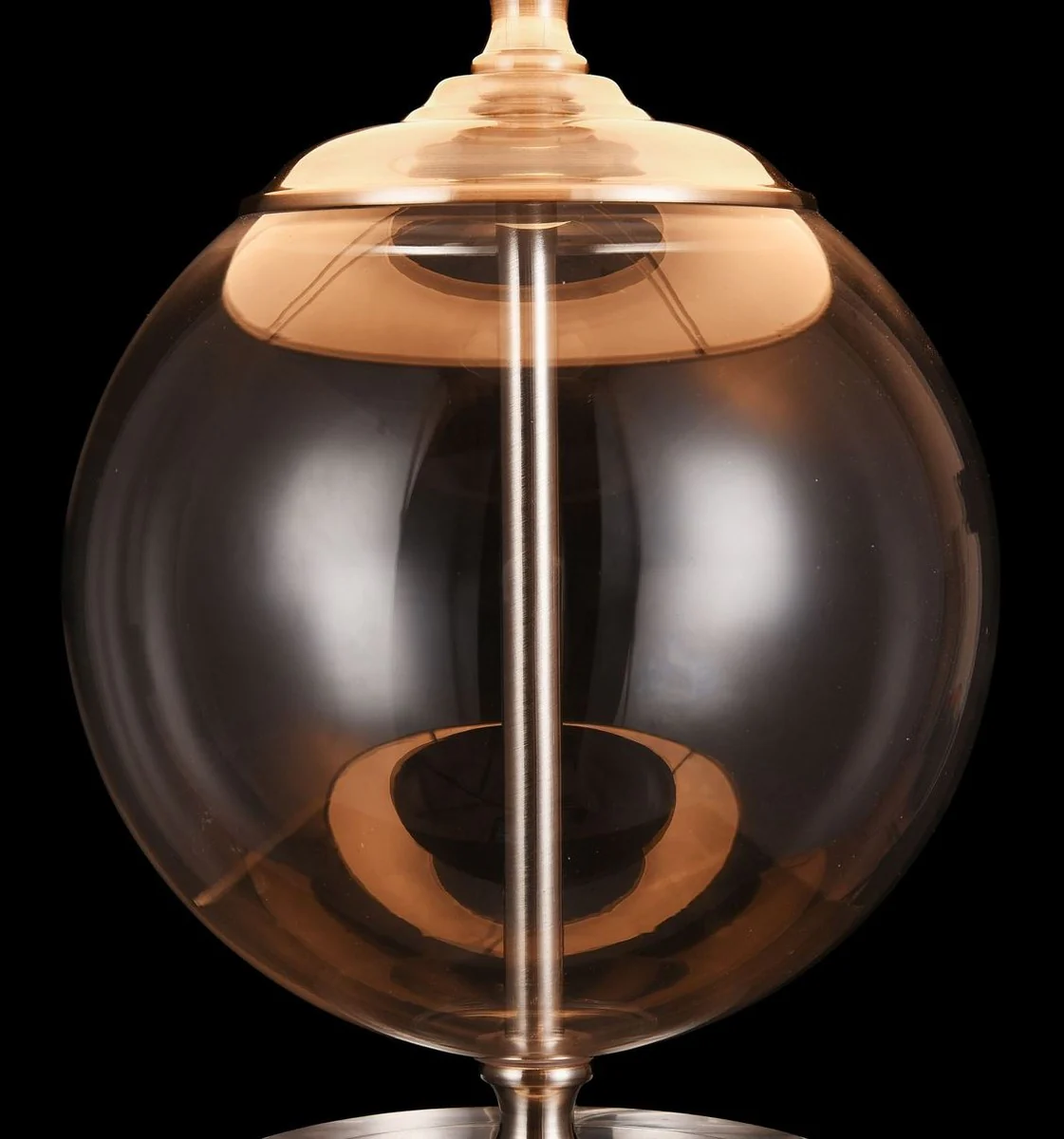 Casa Padrino Table Lamp Silver / Cream Ø 30 x H. 52 cm - Modern Table Lamp with Metal Frame and Glass-Blown Decorative Element