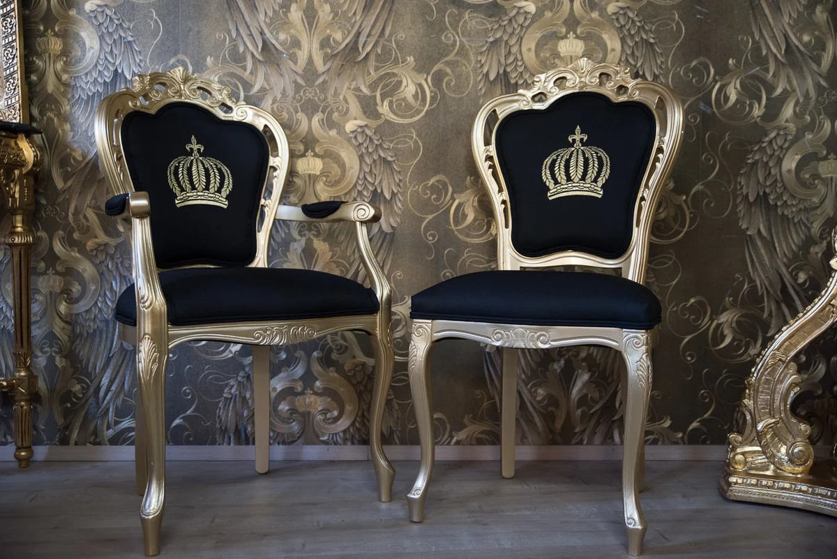 Pomp??s by Casa Padrino luxury baroque dining chair black / gold - Pomp??s baroque chair designed by Harald Gl??ckler