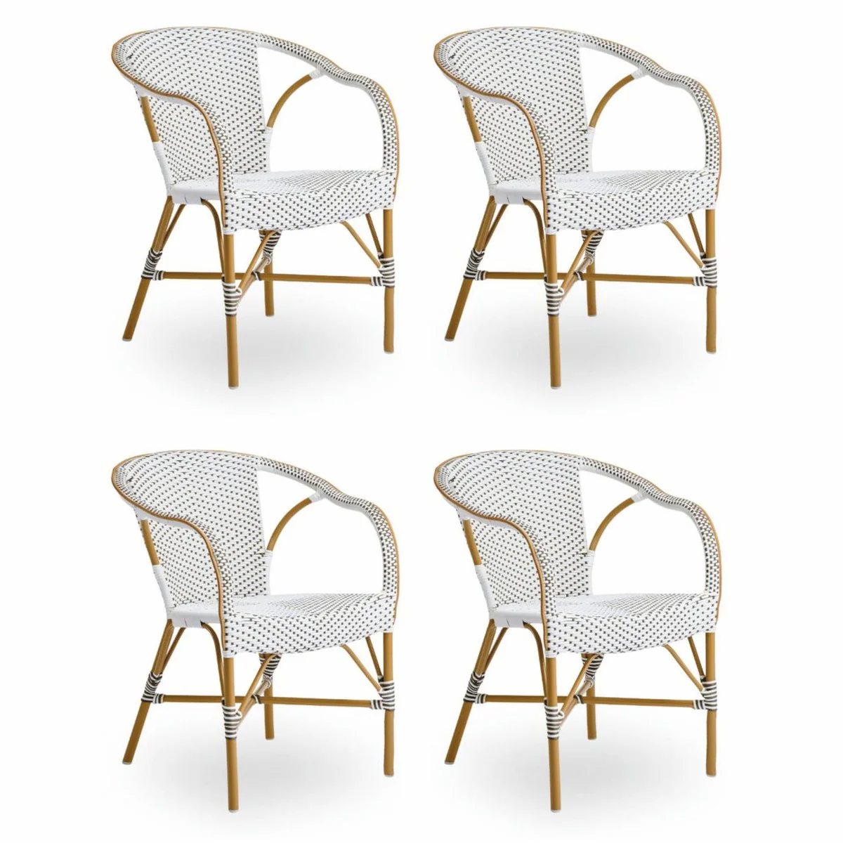 Casa Padrino conjunto de 4 sillas de jard¨ªn de lujo blanco / marr¨®n / beige - Muebles de exterior