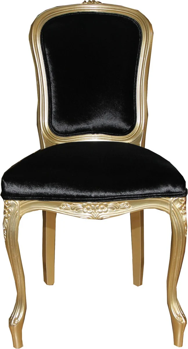 Silla de comedor barroca de lujo Casa Padrino Gold / Black Mod2 - Luxury Quality - Hotel Furniture