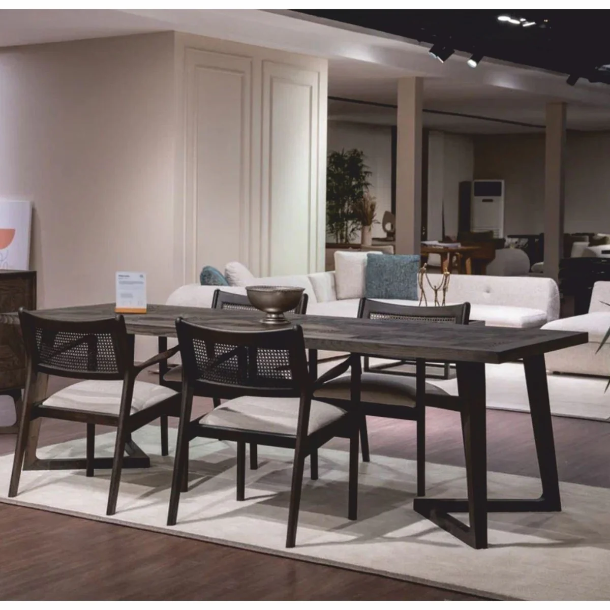 Casa Padrino conjunto de comedor de lujo marr¨®n / crema - 1 Mesa de comedor y 6 Sillas de comedor - Muebles de lujo