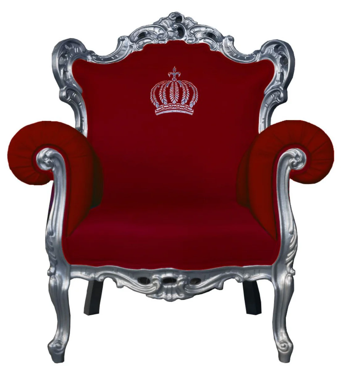 Pomp??s by Casa Padrino luxury baroque armchair red / silver - Pomp??s baroque armchair designed by Harald Gl??ckler