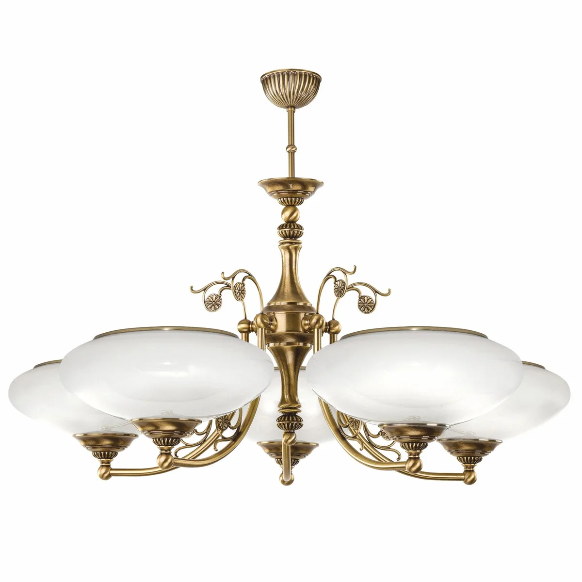 Casa Padrino l¨¢mpara de ara?a barroco de lujo lat¨®n con p¨¢tina / blanco ? 72 x Al. 70 cm