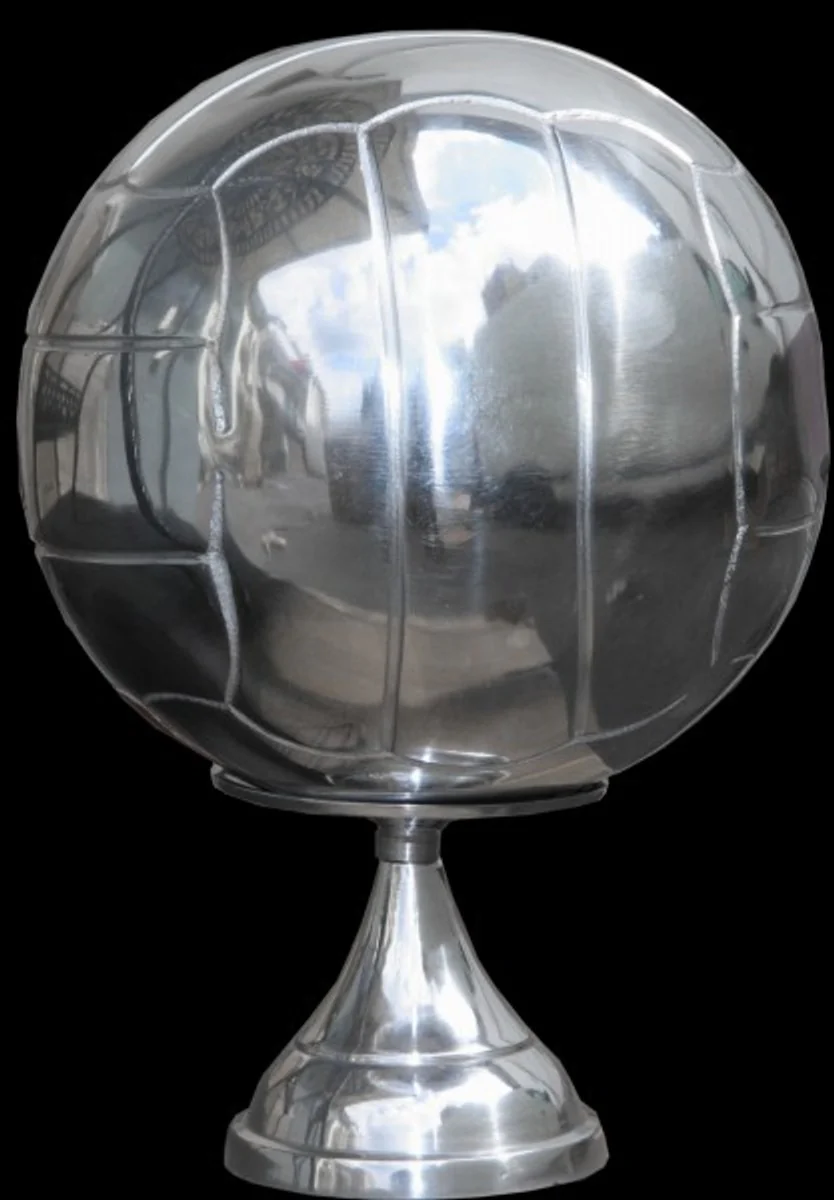 Casa Padrino football sculpture on base in polished aluminum silver decoration Football Art Deco decoration ball figure