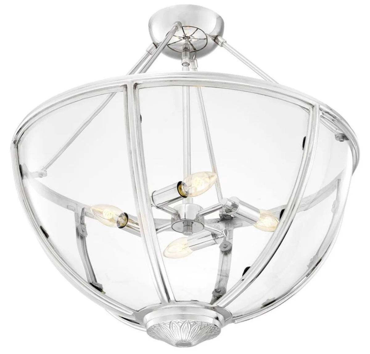 Casa Padrino lámpara de techo de lujo plata Ø 60 x H. 55 cm - Lámpara de Techo para Hotel y Restaurante