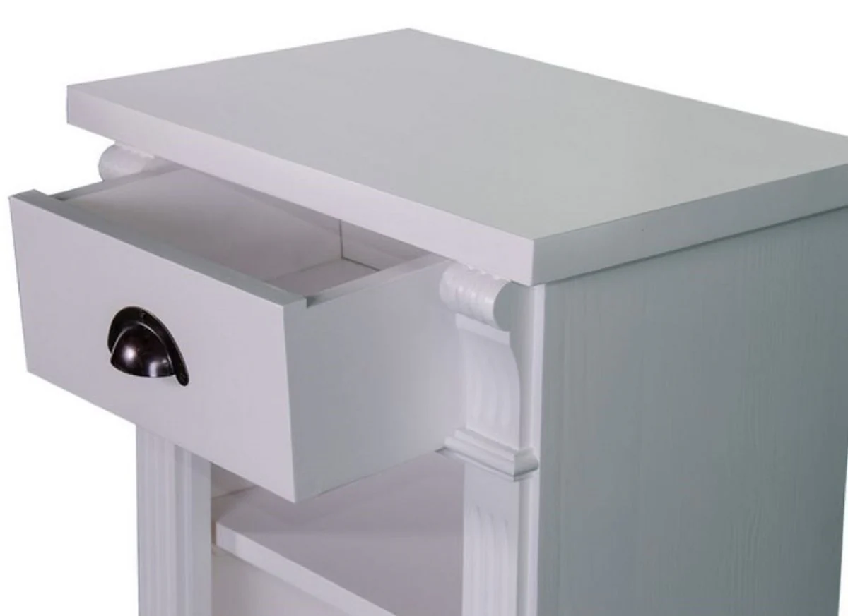 Casa Padrino mesita de noche de estilo campestre con cajón y estante gris claro 49 x 33 x H. 60 cm - Cómoda de Madera Maciza - Armario de Noche - Muebles de Dormitorio de Estilo Campestre