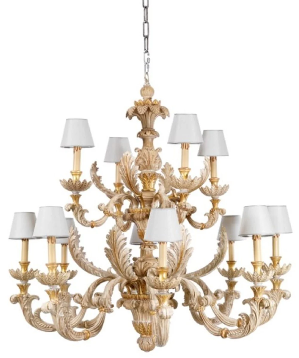 Casa Padrino ara?a de luces barroco de lujo natural / blanco ? 114 cm