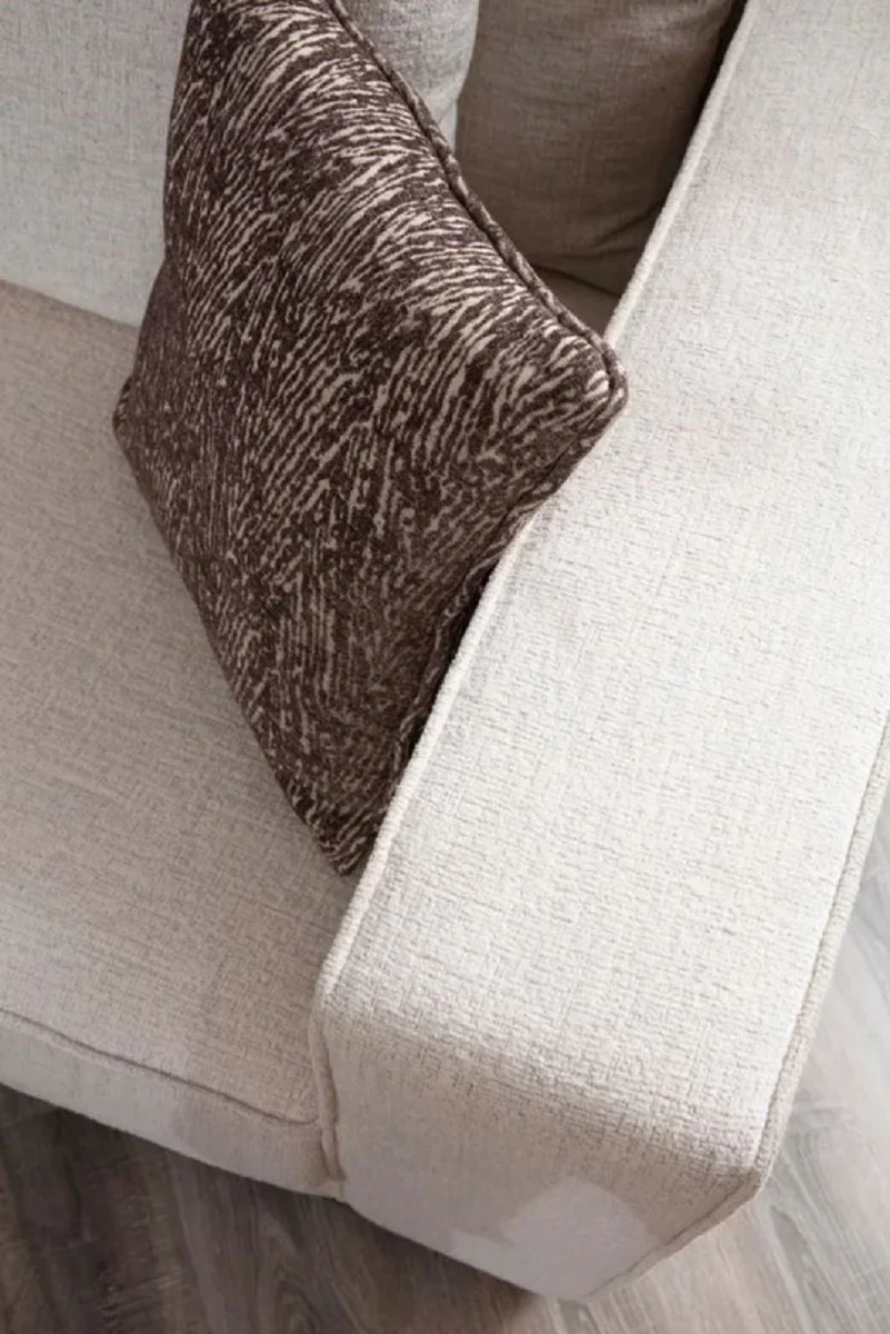 Casa Padrino sof¨¢ esquinero de lujo blanco / marr¨®n / lat¨®n 300 x 400 x A. 65 cm - Sof¨¢ de sal¨®n moderno - Muebles de sal¨®n modernos - Colecci¨®n de Lujo