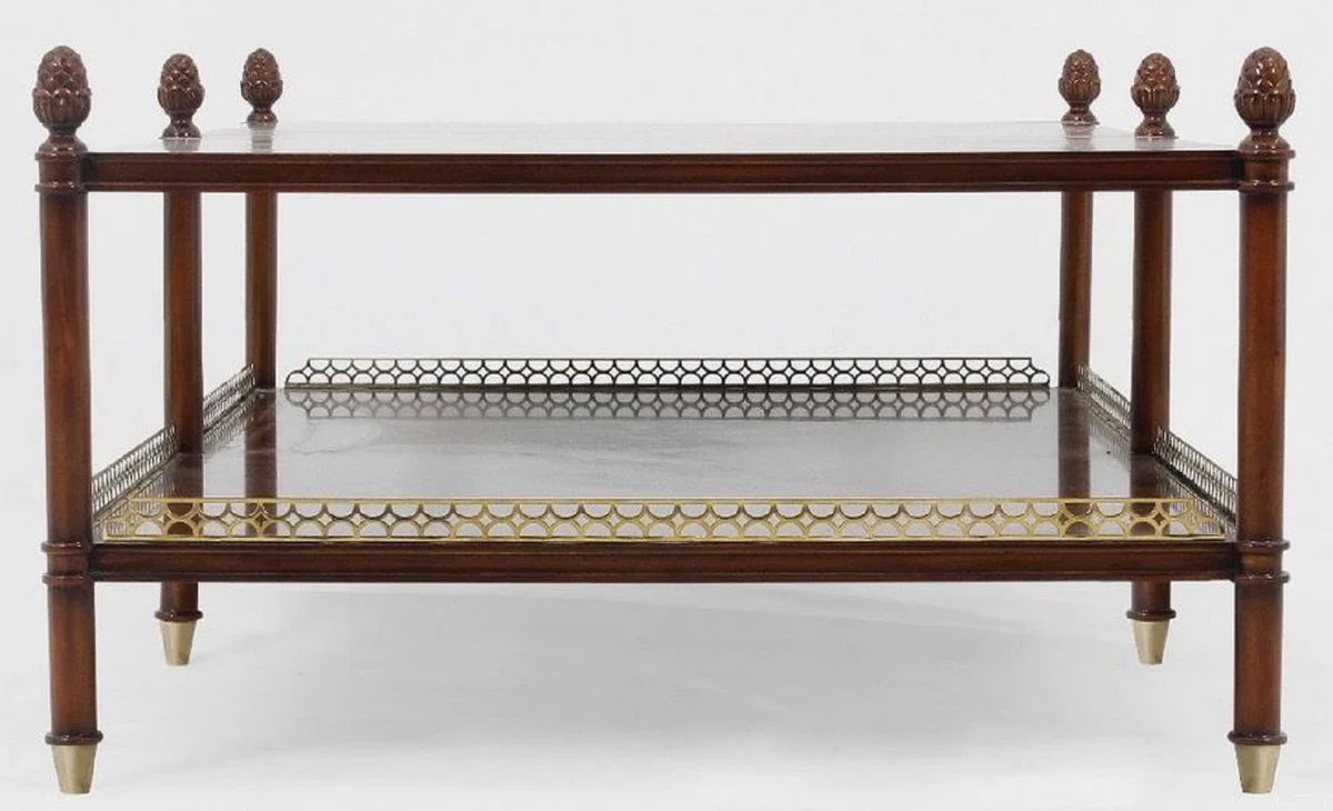 Casa Padrino mesa de centro Art Nouveau de lujo marr¨®n / oro / lat¨®n 129 x 81 x A. 48 cm - Mesa de sal¨®n de caoba noble - Muebles de Sal¨®n - Calidad de Lujo