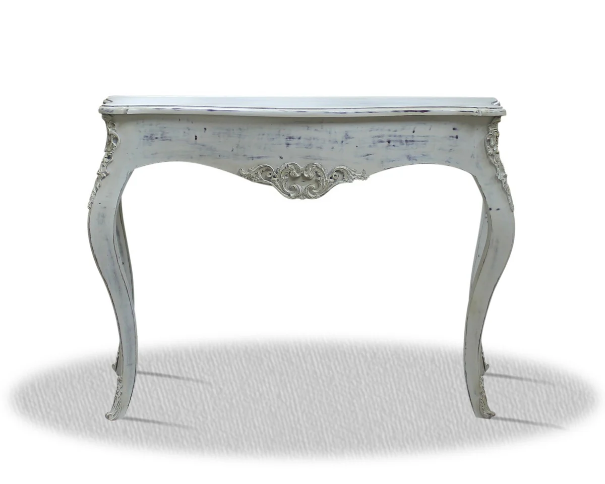 Casa Padrino baroque console vintage white silver 100 x 40 x H. 85 cm - Antique Style Furniture