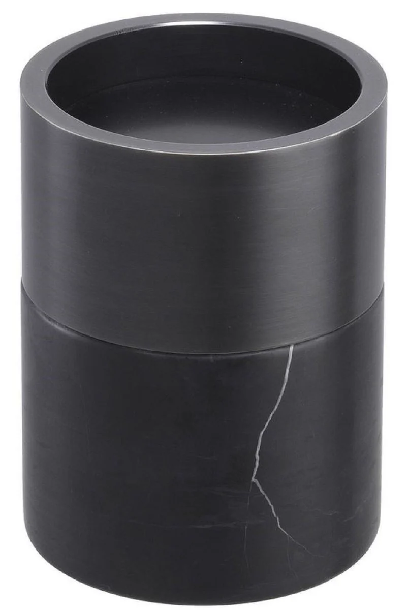 Casa Padrino Conjunto de Candelabros de Lujo Negro / Bronce - 3 Candelabros Redondos de Mármol - Calidad de Lujo - Accesorios Decorativos