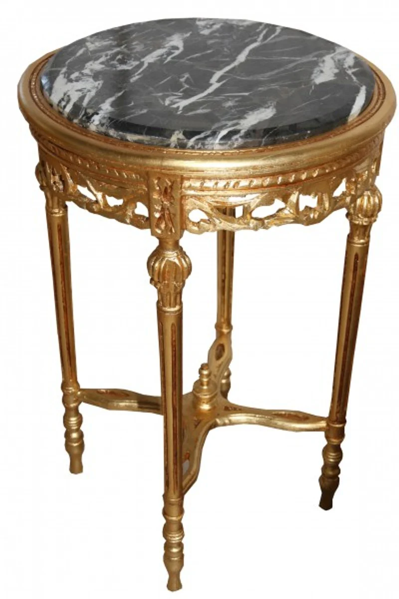 Baroque Side Table Gold Round ModY16 73 x 47 cm antique style