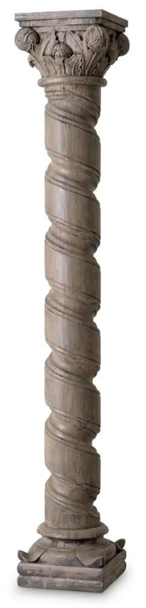 Casa Padrino columna decorativa de caoba barroco de lujo marrón antiguo - Columna de madera maciza tallada a mano - Muebles barrocos - Accesorios decorativos barrocos