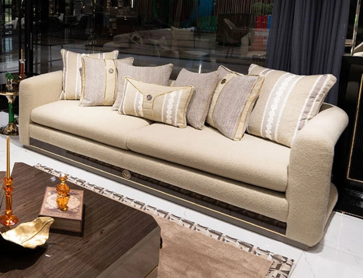 Casa Padrino Sof¨¢ de Lujo Crema / Marr¨®n / Gris / Oro - Sof¨¢ de Sal¨®n - Sof¨¢ de Hotel - Muebles de Sal¨®n - Muebles de Hotel - Muebles de Lujo