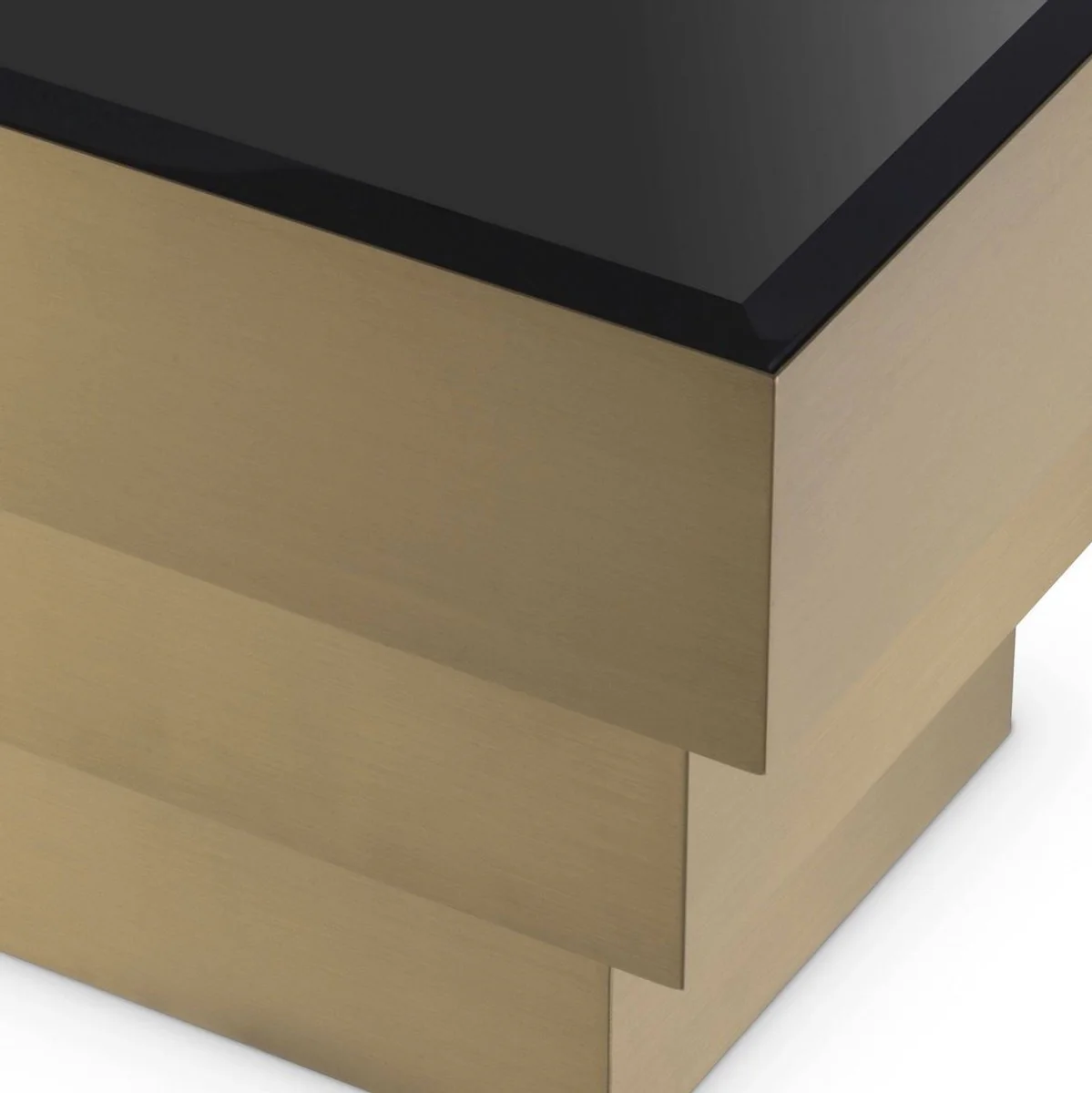 Casa Padrino mesa auxiliar de lujo lat¨®n / negro 55 x 55 x A. 45 cm - Mesa cuadrada de acero inoxidable con tapa de vidrio - Muebles de sal¨®n - Muebles de Lujo